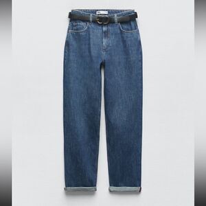 Zara Z1975 selvedge belted relaxed fit jeans size 4